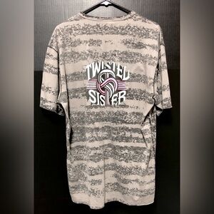 🌅Twisted Sister Stay Hungry Upcycled Striped Raw Edged T-shirt
